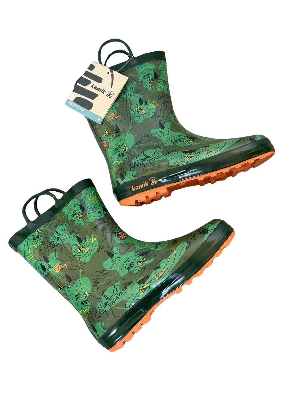 NWT Kamik Kids Explore Rain Boots Size 2 - Minor Cosmetic Flaw